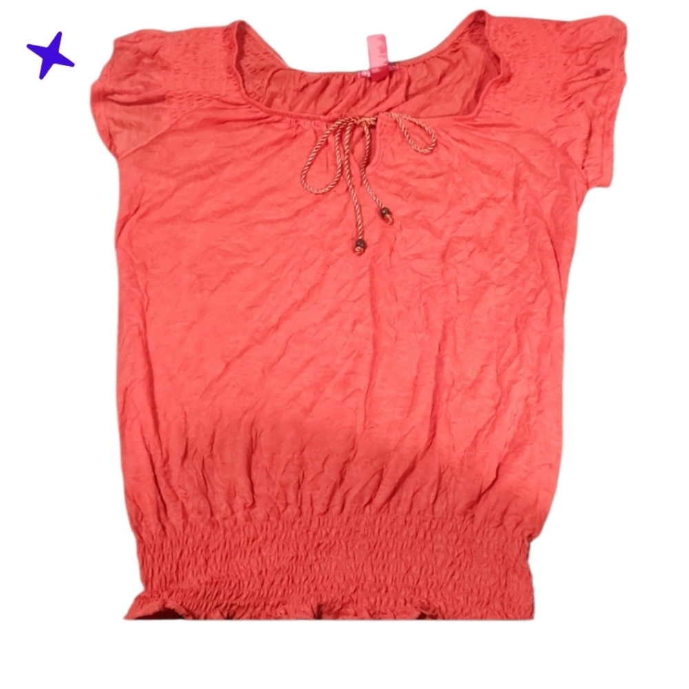 Vintage Lightweight Elastic Waist Med Sheer Orange Top Nwot